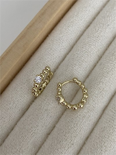 Özel Seri Topçuk Detaylı Taşlı Minimal Küpe