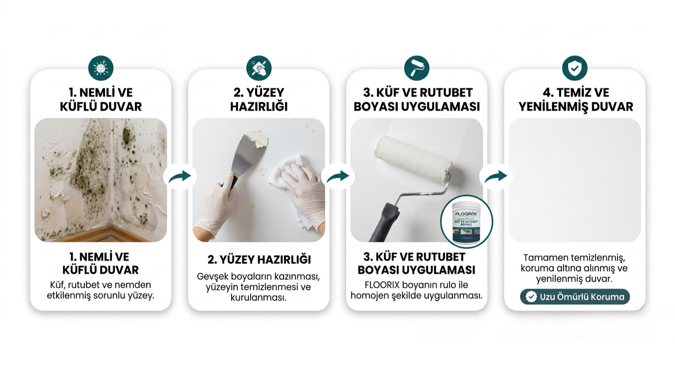 Küf ve rutubet bulunan duvarda yüzey hazırlığı ve Floorix uygulaması