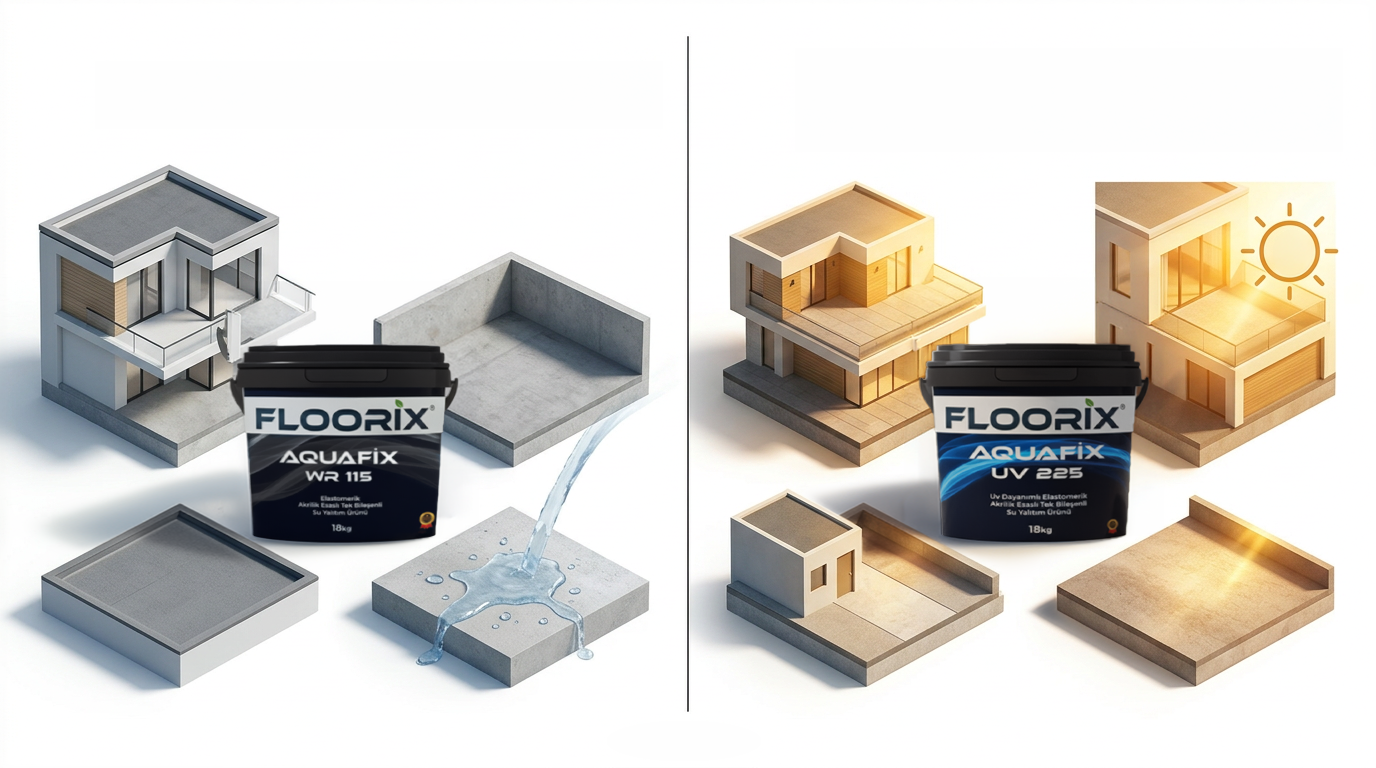 Floorix Aquafix,Aquafix WR 115,Aquafix UV 225,su yalıtımı uygulaması,teras yalıtımı