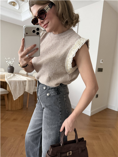 Korse Detaylı Tasarım Jean Füme