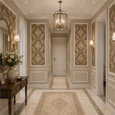 Kahve Krem Klasik Damask Motifli Duvar Kağıdı 8529-8
