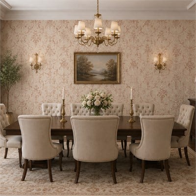 Pudra Bej Klasik Damask Motifli Duvar Kağıdı 8529-4