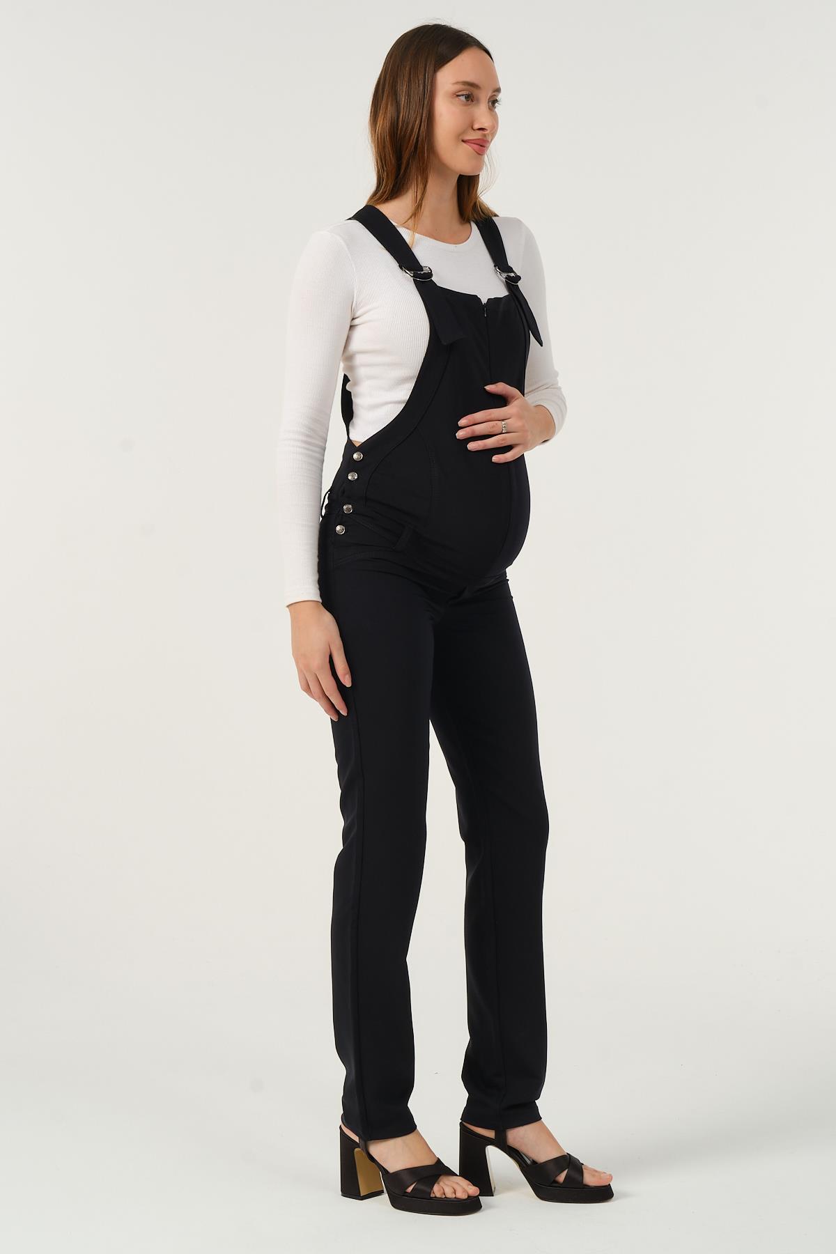 Busa Hamile Gabardın Bahçıvan Lacivert