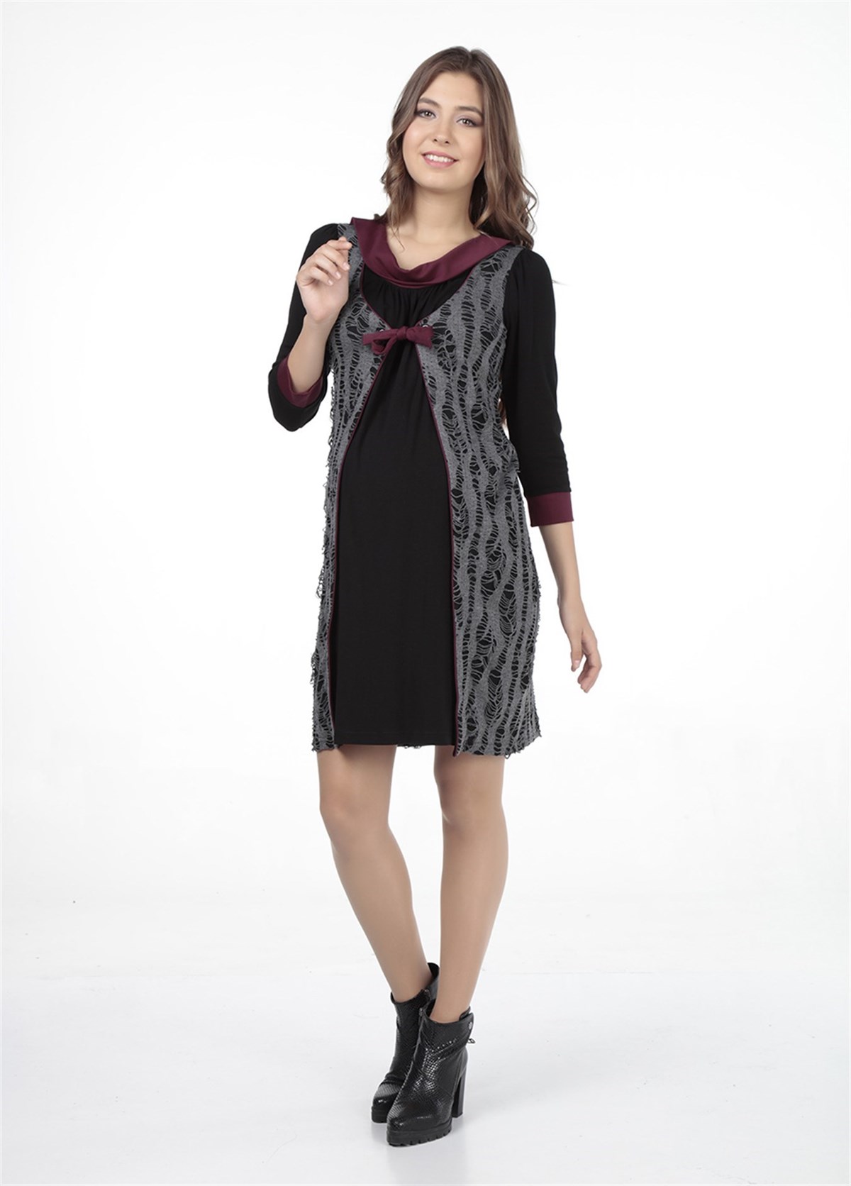 5269 Elbise Bordo
