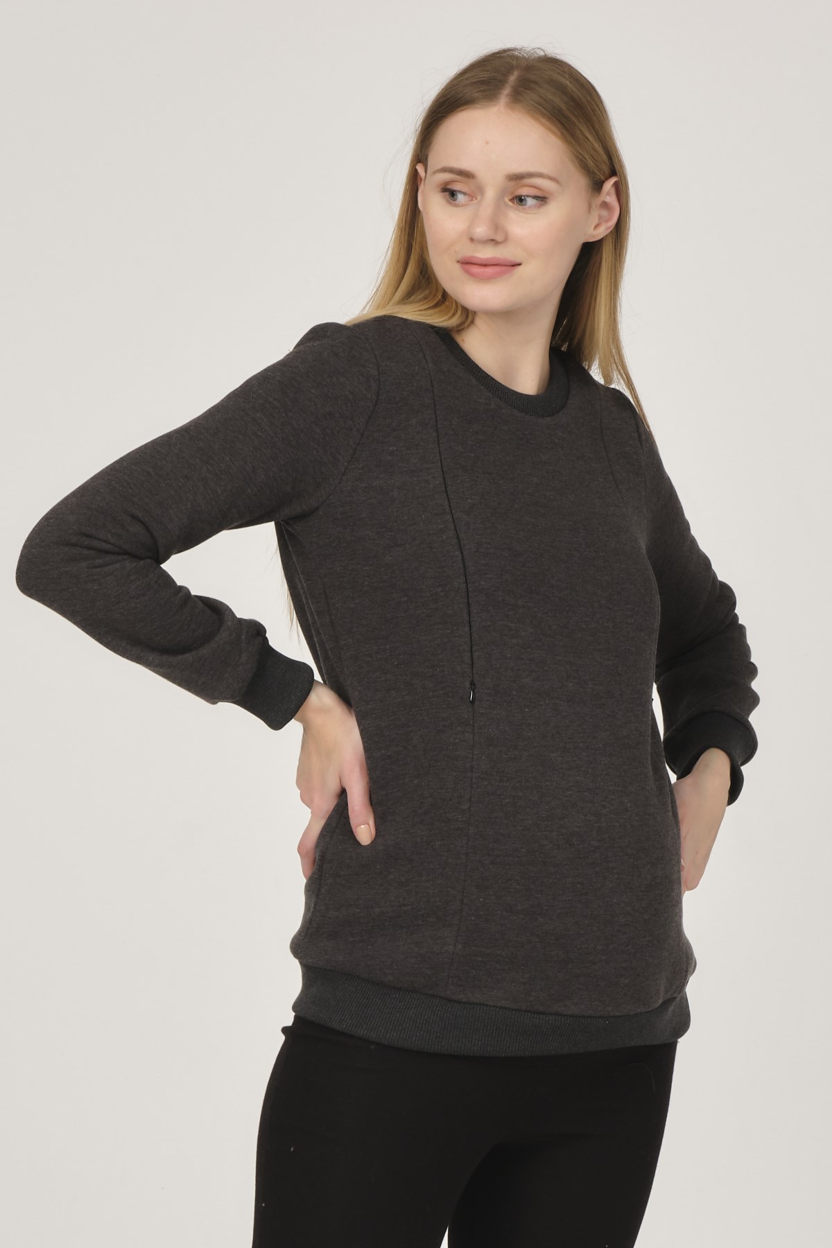 Busa Hamile Polarlı Sweatshirt Antrasit