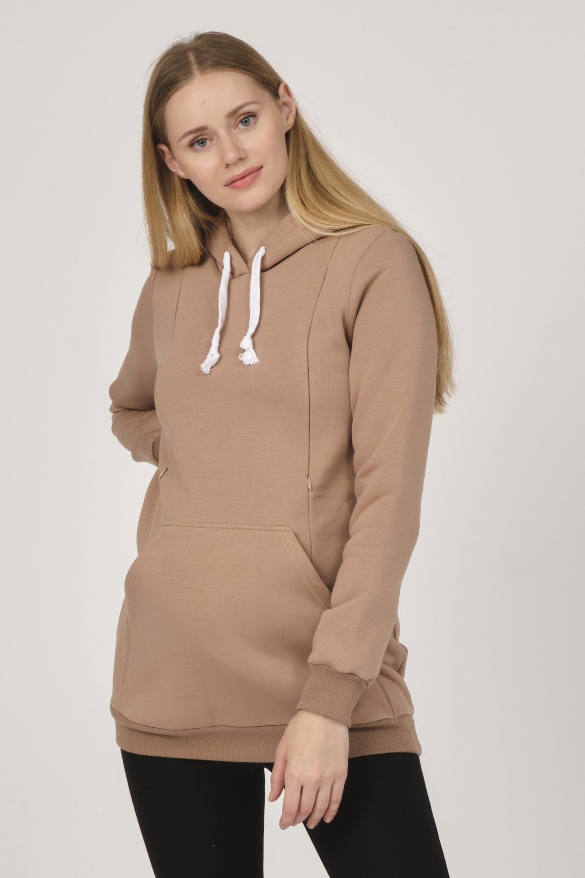 Busa Hamile Polarlı Sweatshirt Bej