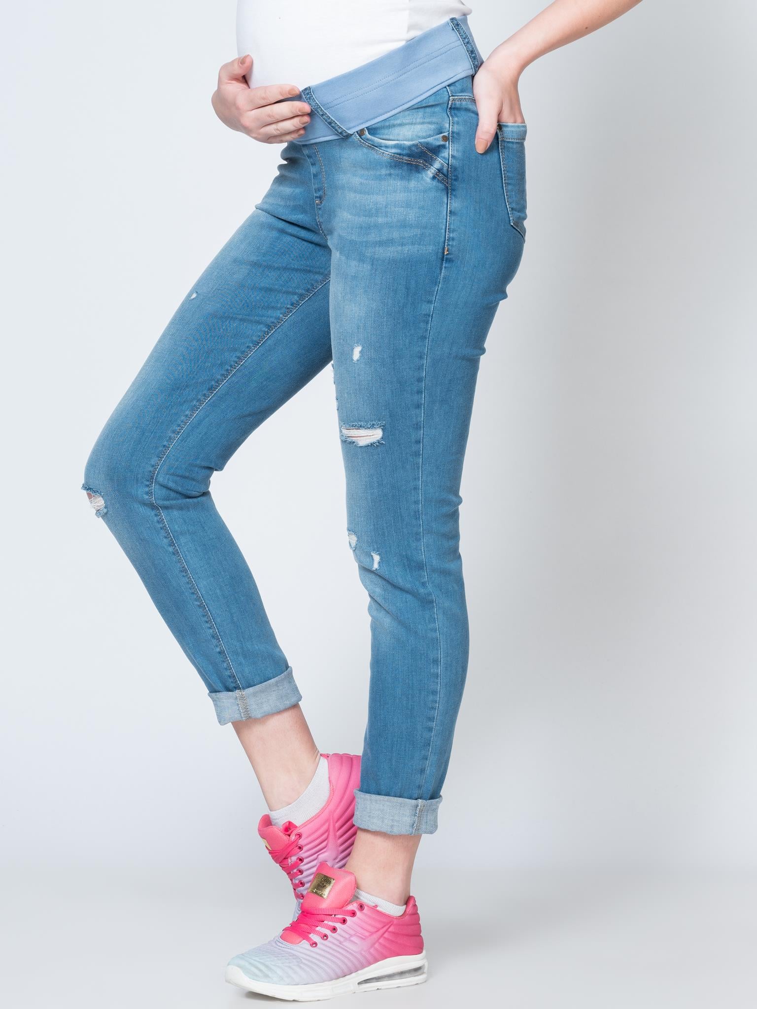 Busa Hamile Alt Karın Destekli Mom Fit Kot Pantolon MAVİ