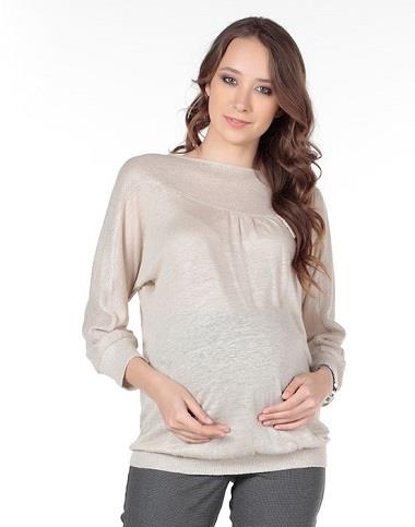 Hamile Bluz Yaka Şeritli Model BEJ