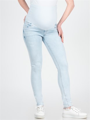 Busa Hamile Esnek Karın Bantlı Beli Ayarlanabilir Skinny Kot Pantolon BUZ MAVİSİ