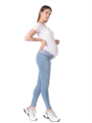 Busa Hamile Alt Karın Destekli Skinny Kot Pantolon AÇIK MAVİ