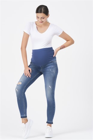Busa Hamile Jean Skinny MAVİ