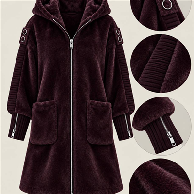 Fermuarlı Angora Kaban Koyu Mürdüm