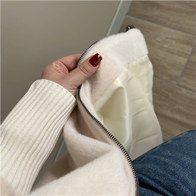 Fermuarlı Angora Kaban Krem Renk