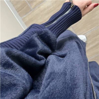 Fermuarlı Angora Kaban Lacivert Renk