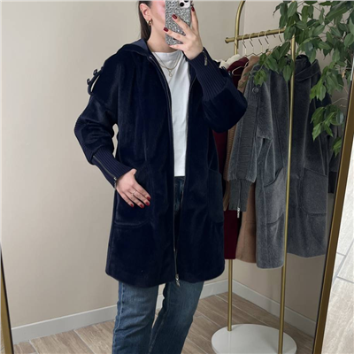 Fermuarlı Angora Kaban Lacivert Renk