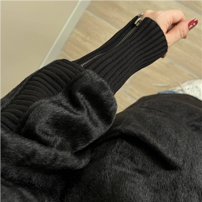 Fermuarlı Angora Kaban Siyah Renk