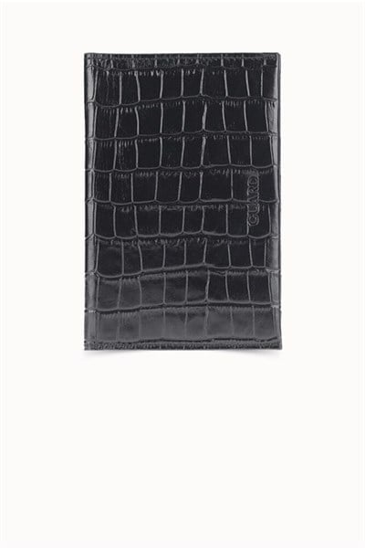 Guard Croco Baskılı Siyah Pasaport Kılıfı