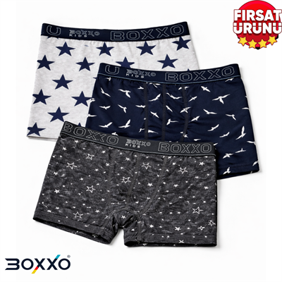 BOXXO DESENLİ LİKRALI ERKEK ÇOCUK BOXER