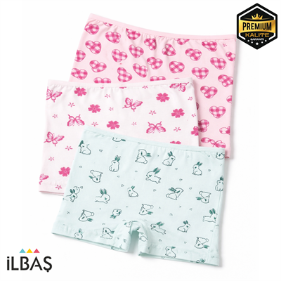 İLBAŞ %100 PAMUK DESENLİ KIZ ÇOCUK BOXER