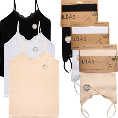 İLBAŞ TEKLİ PAKET VİSKON FİTİLLİ İP ASKI BAYAN ATLET