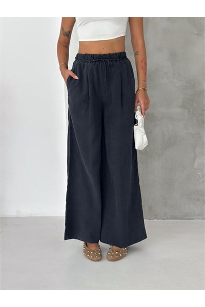 Gabardin İnce Kemeri Lastikli Pantolon