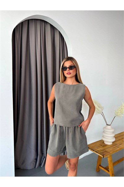 Gabardin İnce Şort Ve Atlet Takım