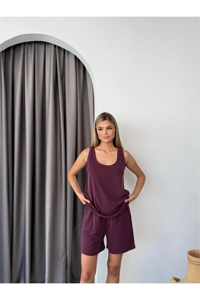 Modal Pike İnce Şort Ve Atlet Takım