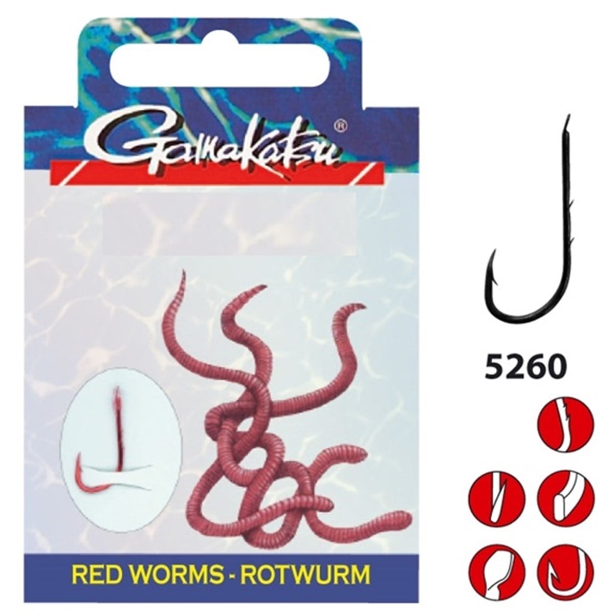 GAMAKATSU HOOK BKD-5260R RED WORM 75 cm İğne No:6