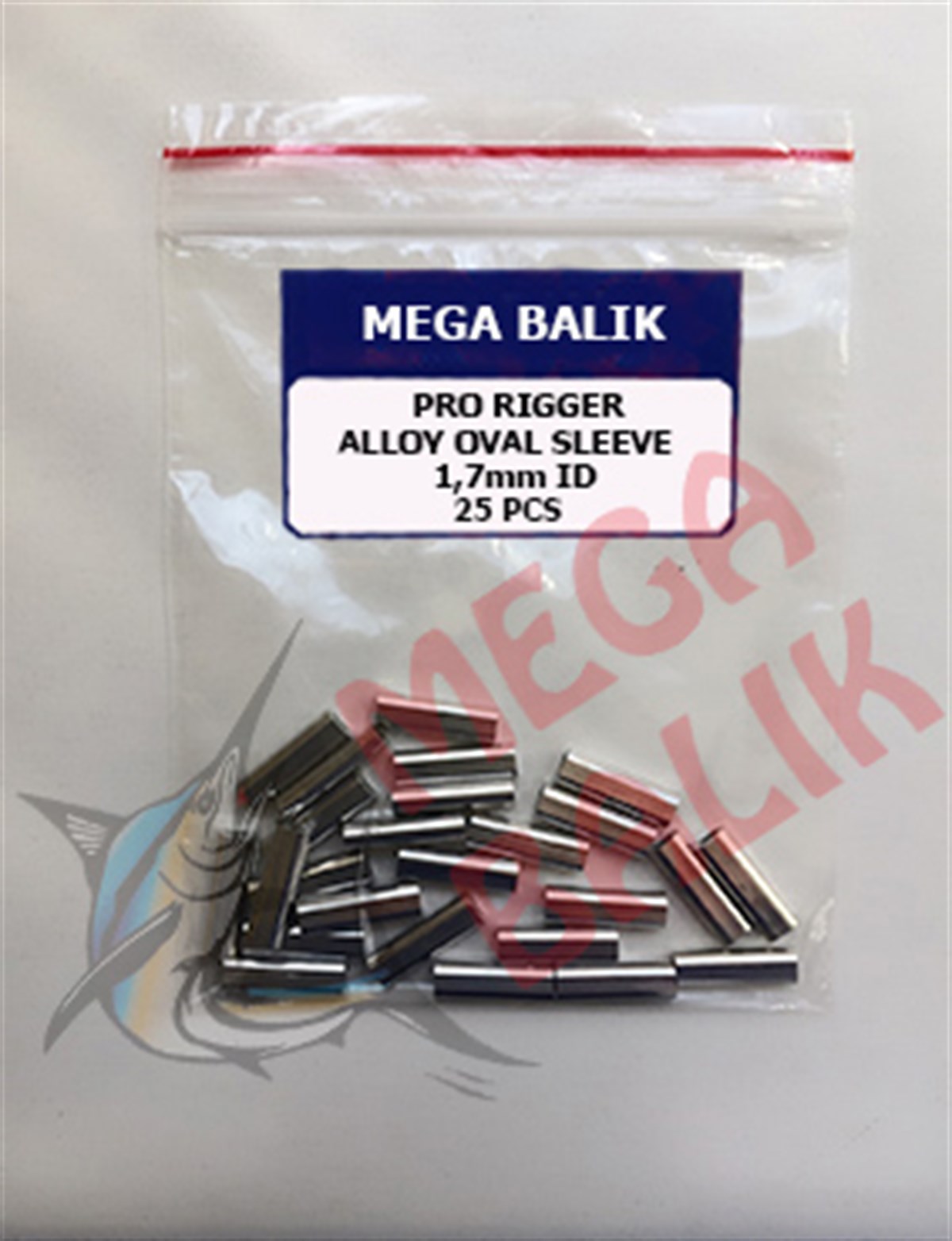 MEGA Aluminium Oval Sleeve, 1,7 mm (25 piece)