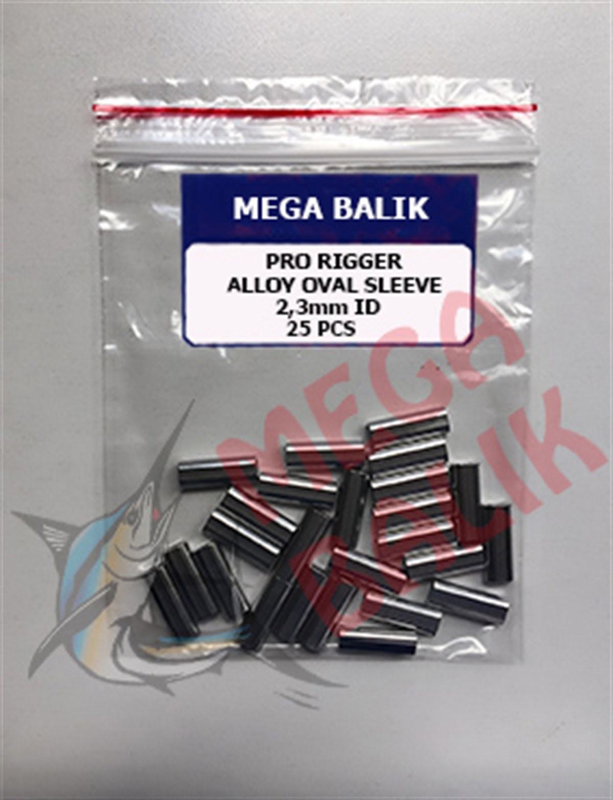 MEGA Aluminium Oval Sleeve, 2,3 mm (25 piece)