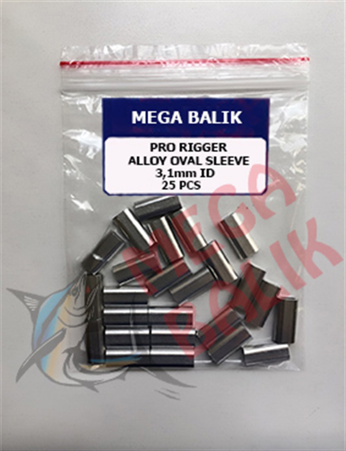 MEGA Aluminium Oval Sleeve, 3,1 mm (25 piece)