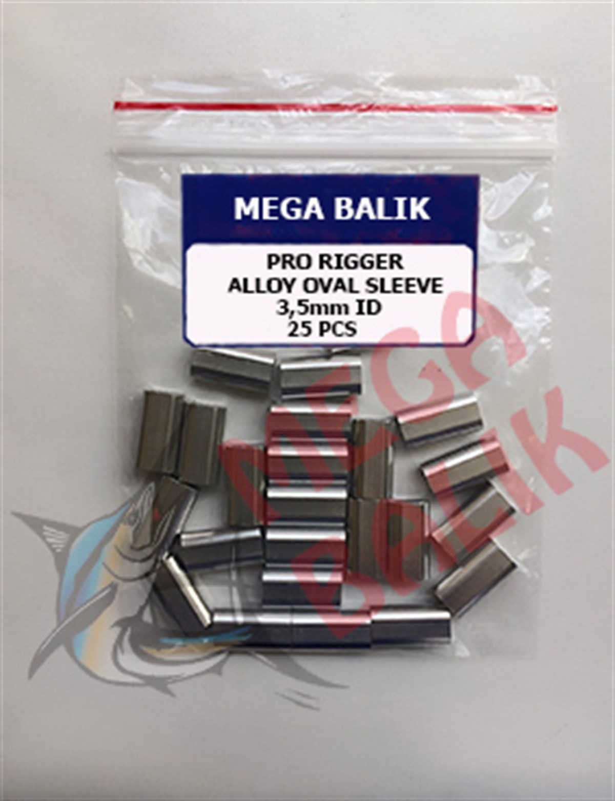 MEGA Aluminium Oval Sleeve, 3,5 mm (25 piece)