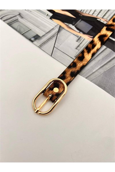  Gold Tokalı Kadın Kemer Pantolon Kemeri Elbise Kemeri Gömlek Kemeri Ceket Kemeri Leopar