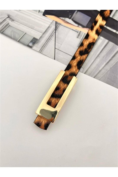  Gold Tokalı Kadın Kemer Pantolon Kemeri Elbise Kemeri Gömlek Kemeri Ceket Kemeri Leopar