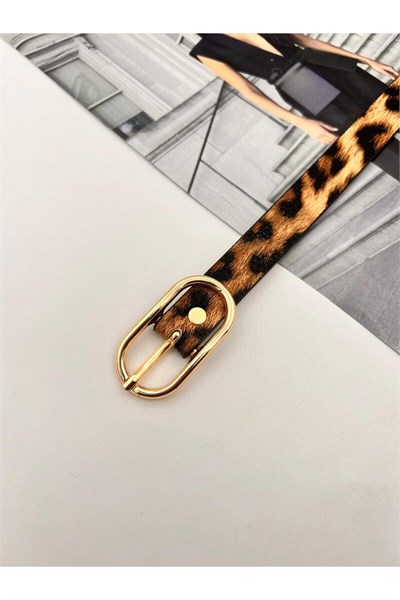 Gold Tokalı Kadın Kemer Pantolon Kemeri Elbise Kemeri Gömlek Kemeri Ceket Kemeri Leopar