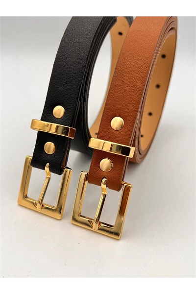 2 cm Körülü Gold Tokalı Kadın Kemer Pantolon Kemeri Elbise Kemeri Gömlek Kemeri Ceket Kemer