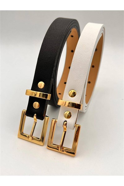 2 cm Körülü Gold Tokalı Kadın Kemer Pantolon Kemeri Elbise Kemeri Gömlek Kemeri Ceket Kemer