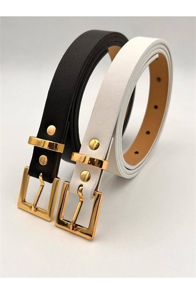 2 cm Körülü Gold Tokalı Kadın Kemer Pantolon Kemeri Elbise Kemeri Gömlek Kemeri Ceket Kemer