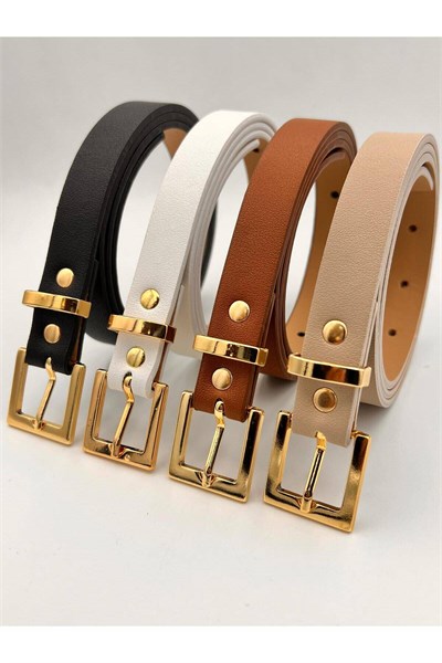 2 cm Körülü Gold Tokalı Kadın Kemer Pantolon Kemeri Elbise Kemeri Gömlek Kemeri Ceket Kemer