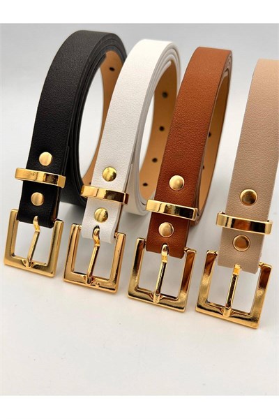 2 cm Körülü Gold Tokalı Kadın Kemer Pantolon Kemeri Elbise Kemeri Gömlek Kemeri Ceket Kemer
