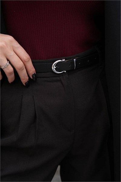 2cm Silver Tokalı Basic Kadın Kemer Elbise Kemeri Pantolon Kemeri Klasik Kemer Kot Kemeri Bel Kemer Siyah