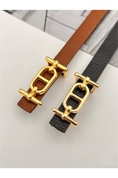 2li Gold Tokalı Ince Kadın Kemer Pantolon Kemeri Elbise Kemeri Gömlek Kemeri Ceket Kemeri