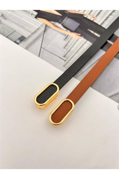 2li İthal oval Gold Tokalı ince Kadın Kemer Pantolon Kemeri Elbise Kemeri Gömlek  Ceket Kemeri