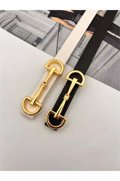 2li Uzun Tokalı Gold Kadın Kemer Pantolon Kemeri Elbise Kemeri Gömlek Kemeri Ceket Kemeri