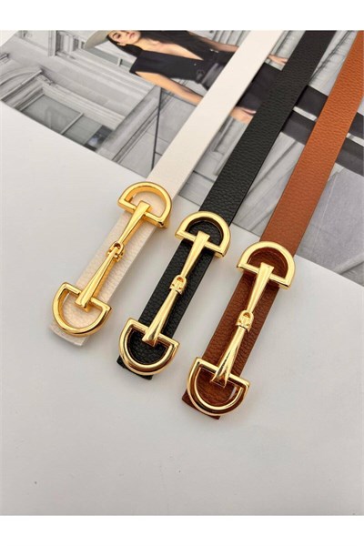 3lü Uzun Tokalı Gold Kadın Kemer Pantolon Kemeri Elbise Kemeri Gömlek Kemeri Ceket Kemeri