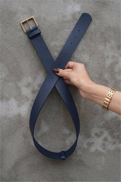 4 cm Antik Tokalı Lacivert Kadın Kemer Pantolon Kemeri Elbise Kemeri Gömlek Kemeri Ceket Kemeri Lacivert