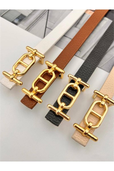 4lü Gold Tokalı Ince Kadın Kemer Pantolon Kemeri Elbise Kemeri Gömlek Kemeri Ceket Kemeri