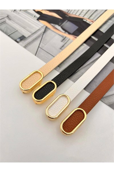 4lü Ithal Oval Gold Tokalı Ince Kadın Kemer Pantolon Kemeri Elbise Kemeri Gömlek Kemeri Ceket Kemer