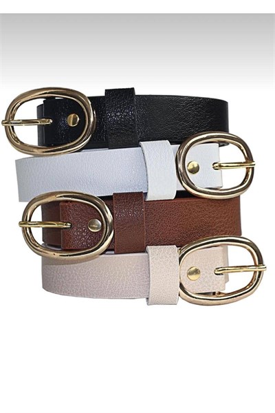 4lü Oval Tokalı Gold Kadın Kemer Pantolon Kemeri Elbise Kemeri Gömlek Kemeri Ceket Kemeri