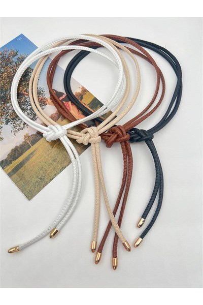 4lü Set(siyah,taba,beyaz,bej )bağlamalı Kordon Kadın Kemer Ip Kemer Gömlek Kemeri